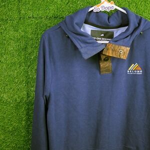 Belong Designs Snap Neck Hoodie - Navy Blue - Men Size L